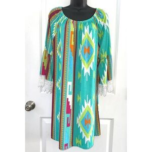 Giddy Up Glamour Boutique Blue Aztec Print Tunic Dress